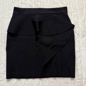 ZARA‎ Black Knit Ruffle Peplum Skirt Womens Size L